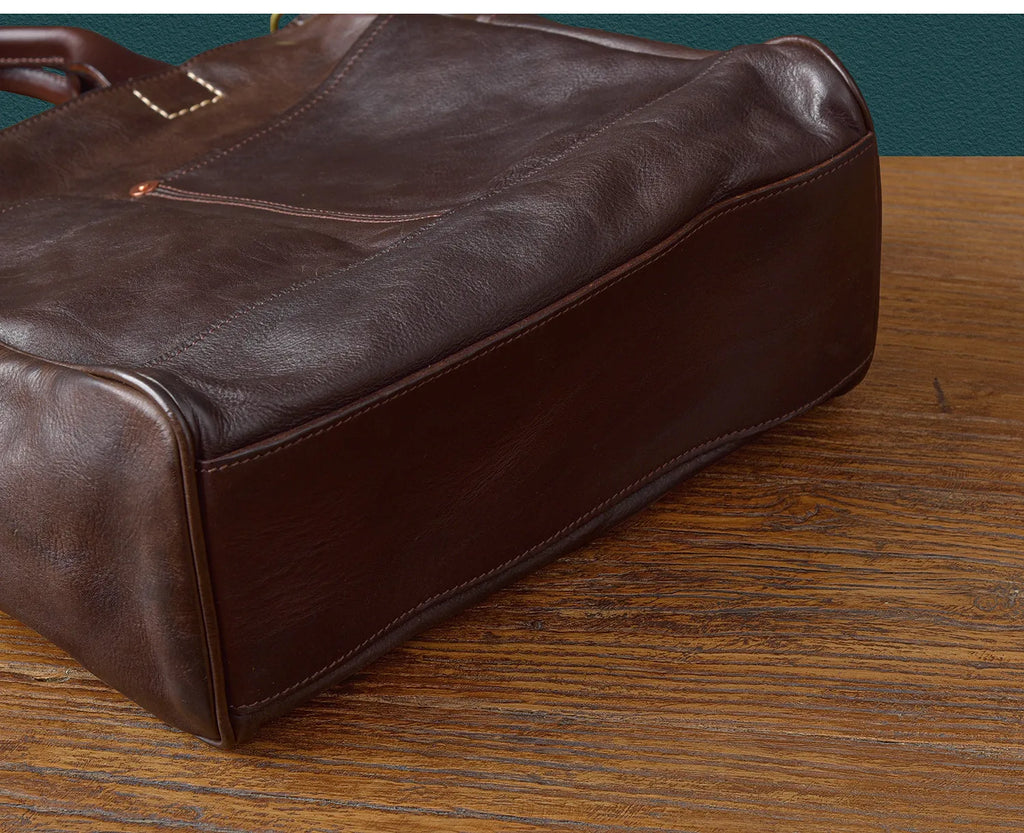 Fashion organizers designers handmade genuine leather men's tote bag outdoor travel luxury vegetable tanned cowhide handbags