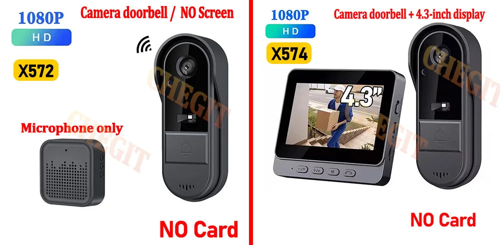 Wireless Wifi Doorbell Camera 1080P Video Intercom Doorbell Waterproof 4.3in IPS Screen Home Security Door Bell IR Night Vision