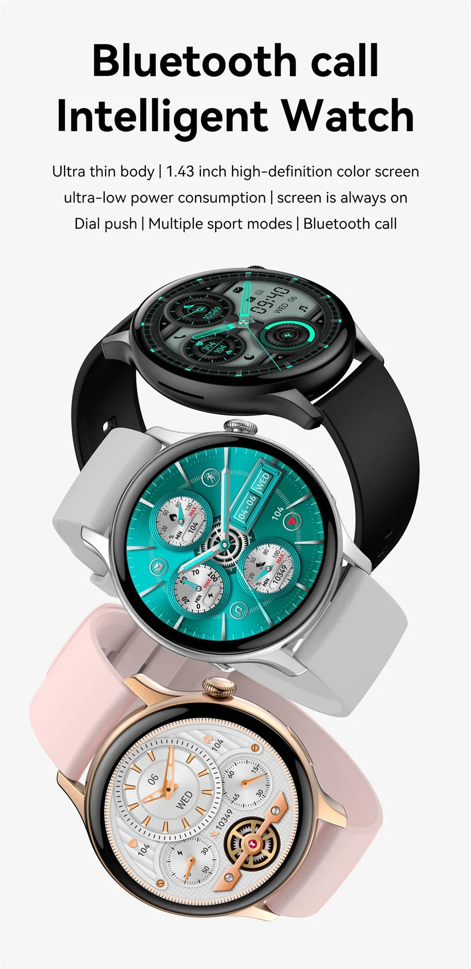2025 AMOLED Smart Watch Ladies Screen Always Show Time 466*466 HD Health Tracker Voice Calling Smartwatch Women