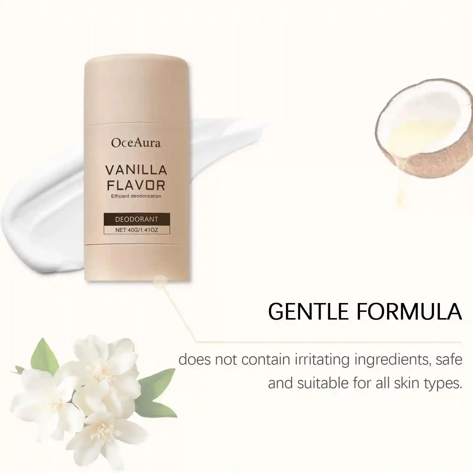 Tidesmit vanilla deodorant antiperspirant stick for effective sweat and bad odor protection with lasting fragrance.