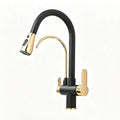 Kitchen Faucet Pull Down Sprayer Dual Handle Stainless Steel Kitchen Tap with Drinking Water Outlet for Water Filter