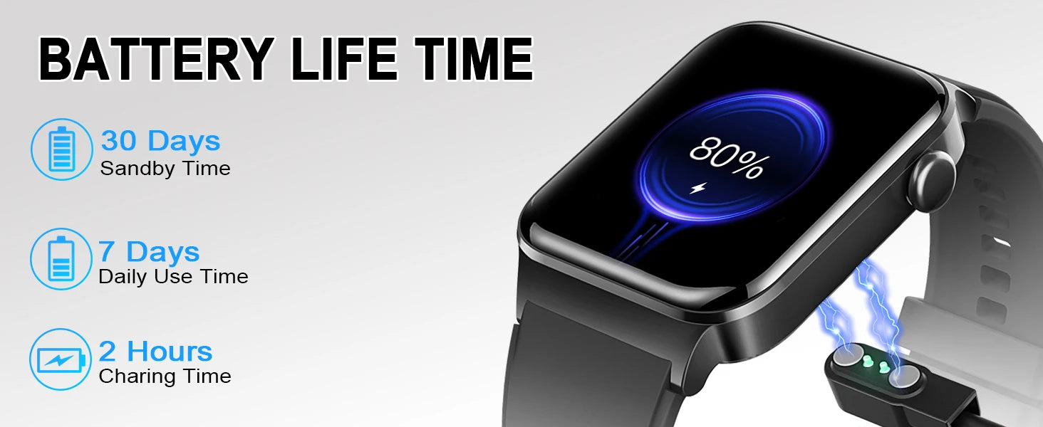 T50 1.85" Ultra Thin Smartwatch (Answer/Make Call), IP68 Waterproof Fitness Tracker, 100+Sport Modes, Heart Rate/Sleep Monito.