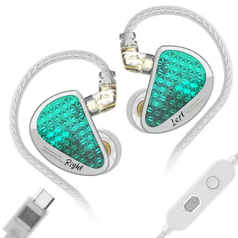 Wired In-Ear Monitors: 16BA Balanced Armature Noise Isolating IEMs AS16pro CyanMictypec Tidesmit