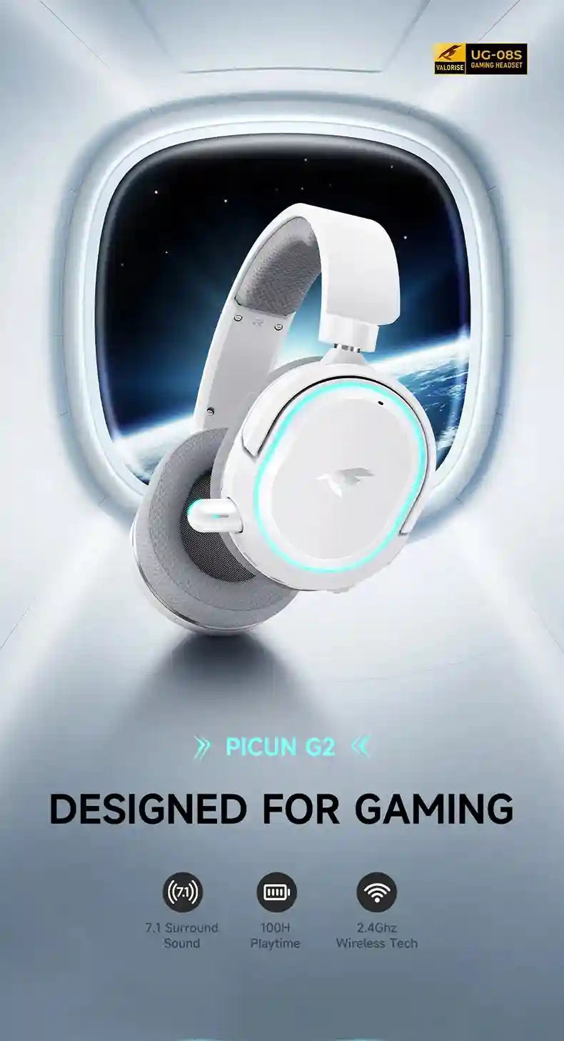 Wireless Gaming Headset: 2.4GHz Low Latency Over-Ear Headphones Tidesmit