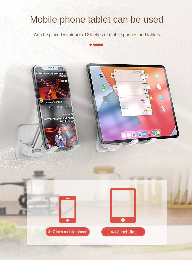 Wall Sticker Mount Tablet Stand Stretchable Arm Cell Phone Wall Holder Adjustable Wall Stand for IPad IPhone 4-12inch Universal