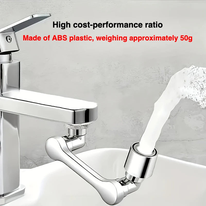 1440° Swivel Bathroom Faucet Nozzle Silvery Suitable for Kitchen Faucet Extender Washbasin Robotic Arm Home Renovation Accessory