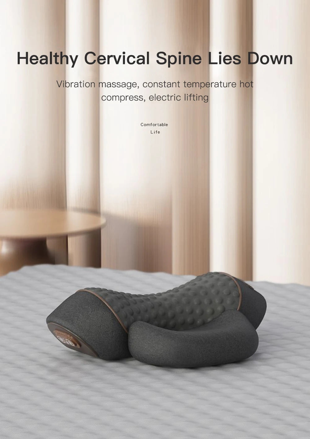Electric Neck Massage Pillow with Heat Therapy and Vibration - Tidesmit Massage Cushion Tidesmit