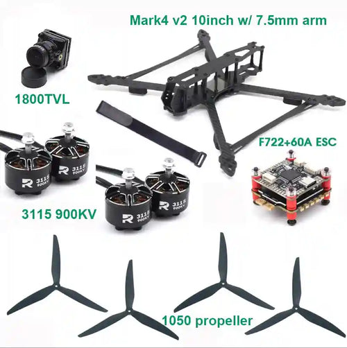 10 Inch FPV Racing Drone Frame Kit with F7 Flight Controller Tidesmit