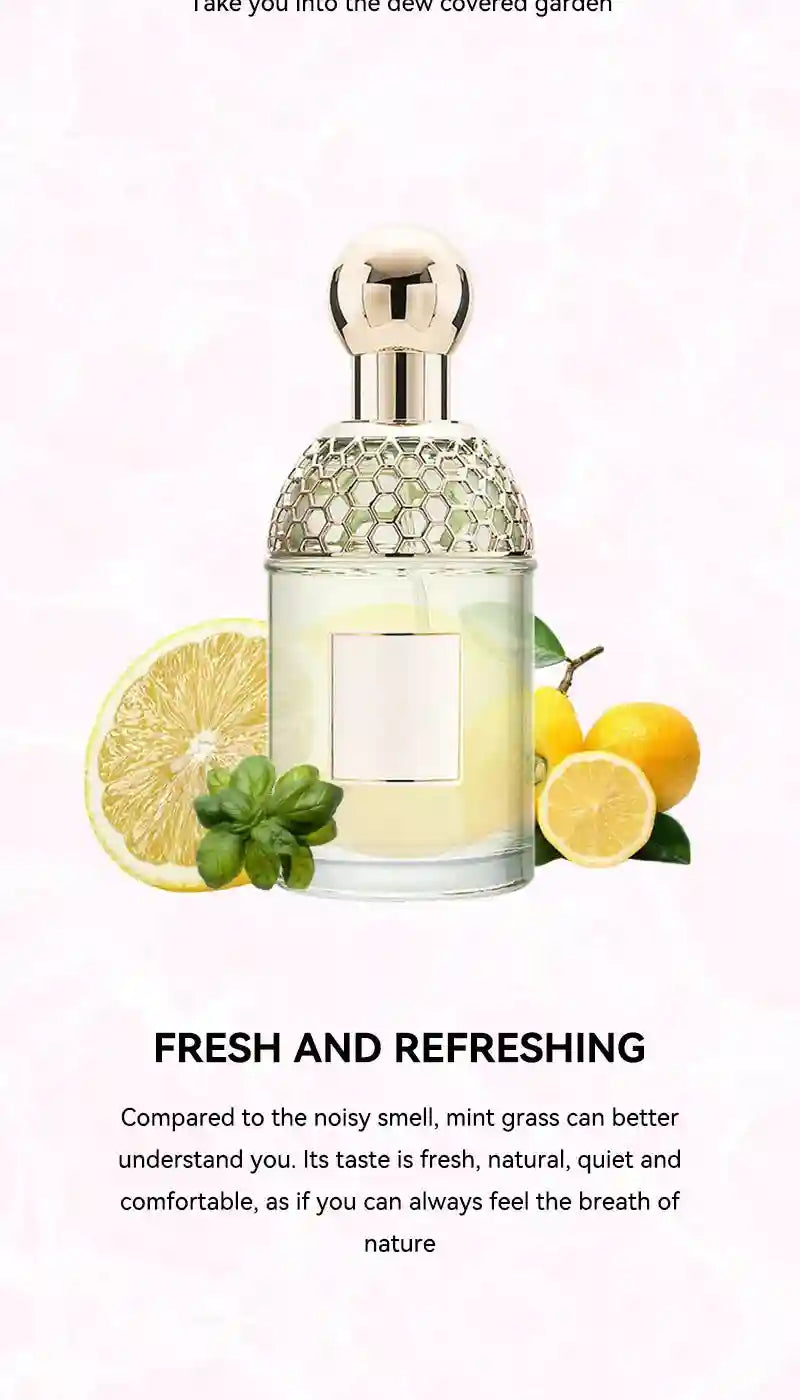 Flora Water women's EDT, 100ml floral fruity perfume. Fresh lemon and herb notes, glass bottle with honeycomb gold cap.