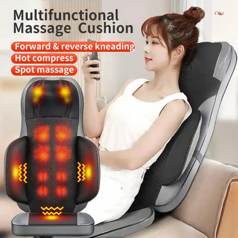 Electric Back Massager with Heat and Vibration - Gray Portable Device Massage Roller Tidesmit