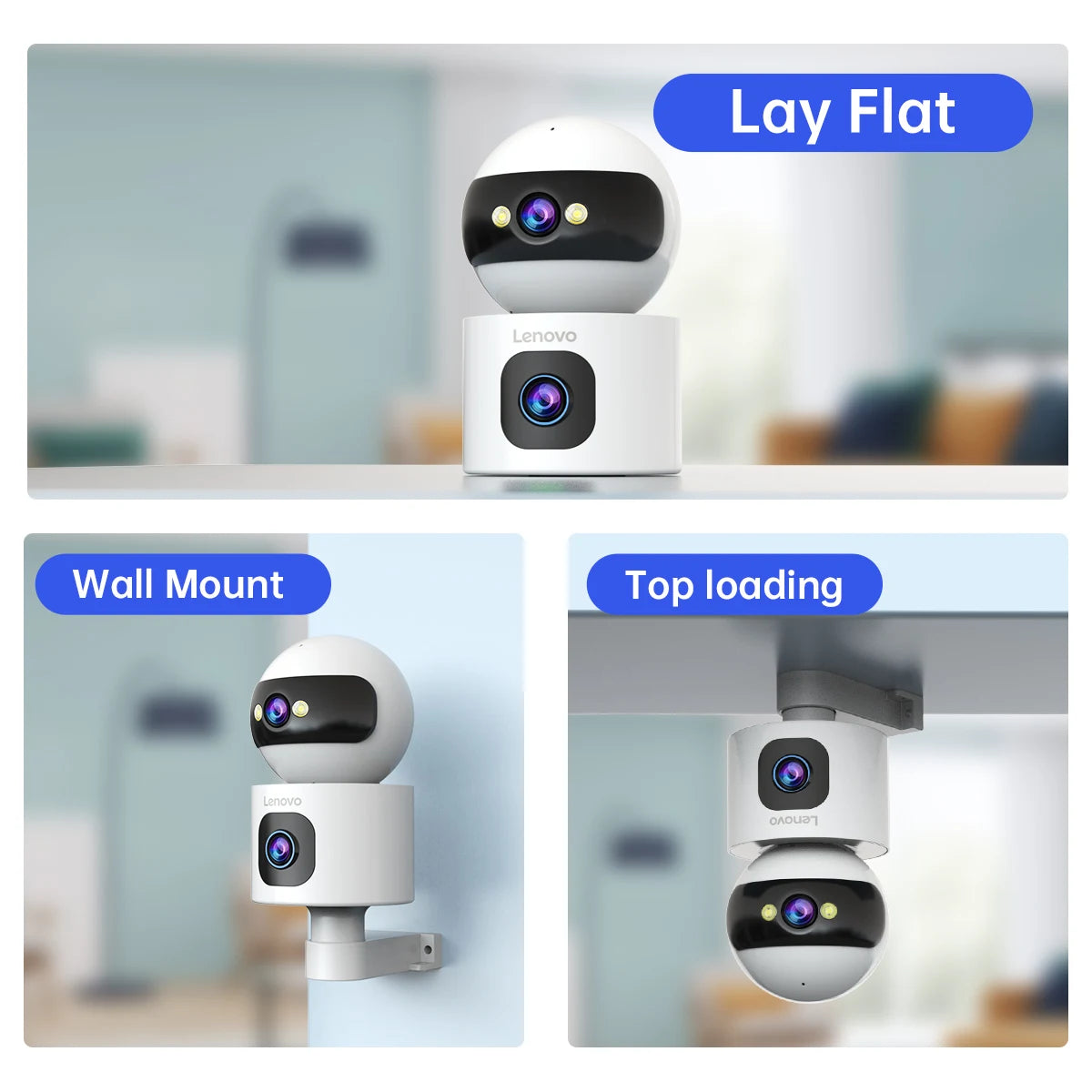 Lenovo 4K PTZ WiFi Camera Dual Lens Home Indoor CCTV Surveillance Camera Auto Tracking Security Protection Smart Baby Monitor