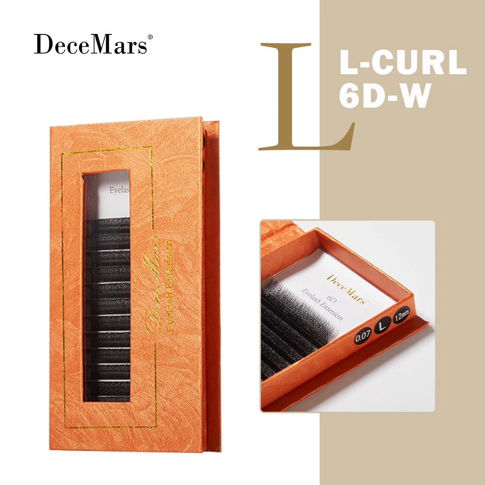 DeceMars L-curl M Curl YY 3D 4D 5D 6D Eyelash Extension 12 Lines for Makeup False Eyelashes 6D L Black 0.07mm Tidesmit