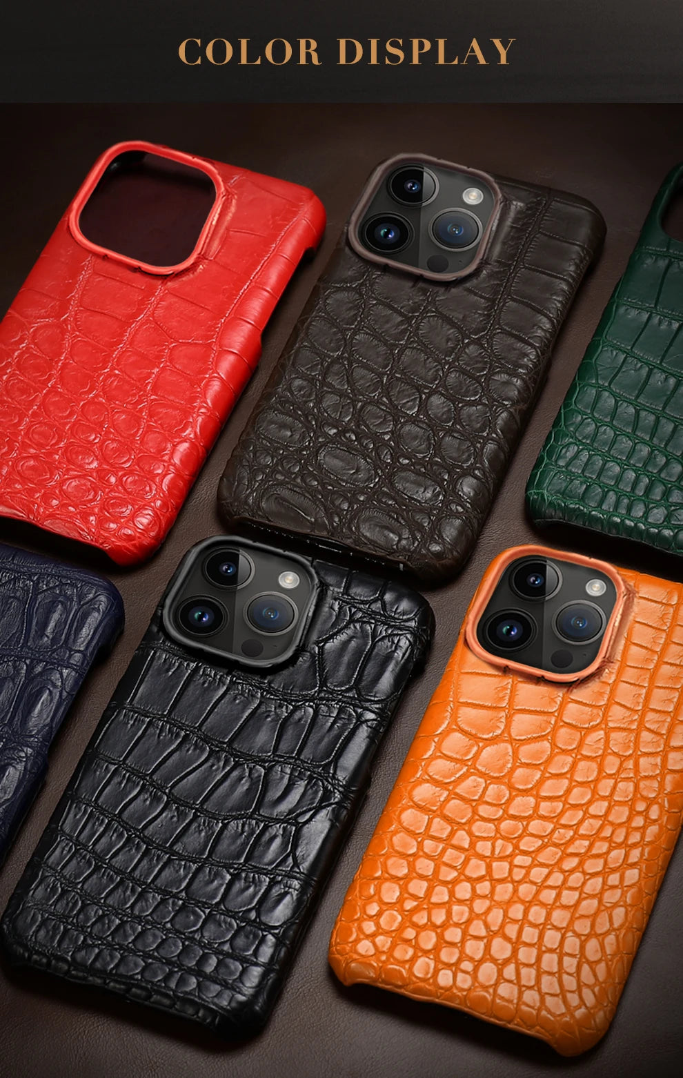 Crocodile Leather iPhone 17 Pro Case – Slim Shock-Absorbing Cover Tidesmit