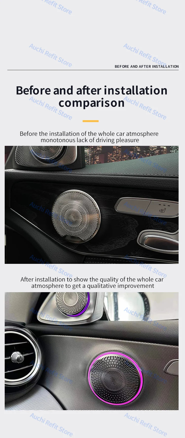 Mercedes Benz LED Speaker Cover Ambient Light - 64 Color Interior Trim Tidesmit