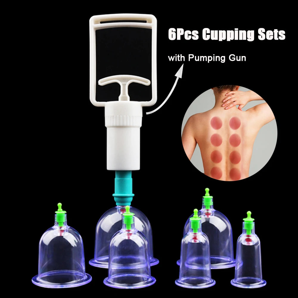 Vacuum Cupping Set for Deep Tissue Muscle Relief - 6 or 12 Piece Kit Body Shaping Massage Equipment Tidesmit