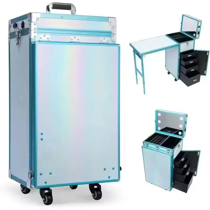 Rolling Manicure Table | Foldable Makeup Train Case - Tidesmit Massage Chairs Tidesmit
