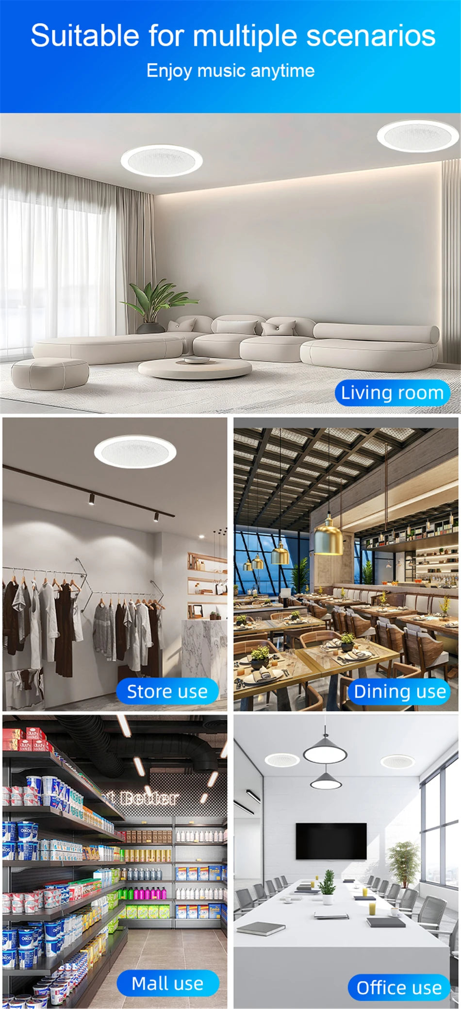2 Inch Mini Bluetooth Ceiling Speakers Home Audio Audience Stereo Sound System Indoor Music Flush Mount Speakers Kitchen Bedroom