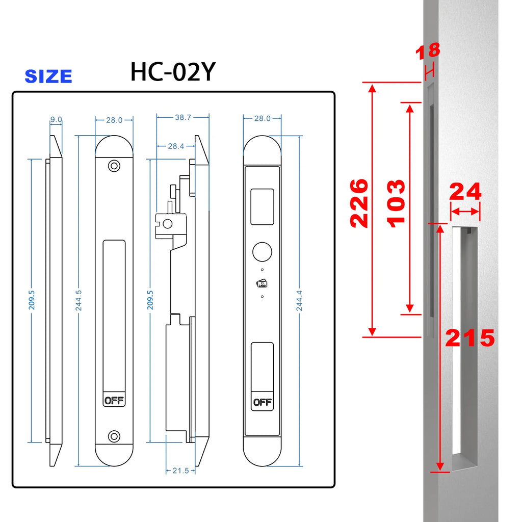 WINFREE Digital Slim Swing and Sliding Door Smart Tuya Bluetooth Lock Compatible Alexa or Google Smart Home