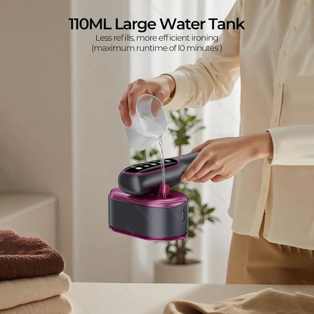 Tidesmit 1200W professional handheld garment steamer showing ergonomic grip and heating plate design, side angle view