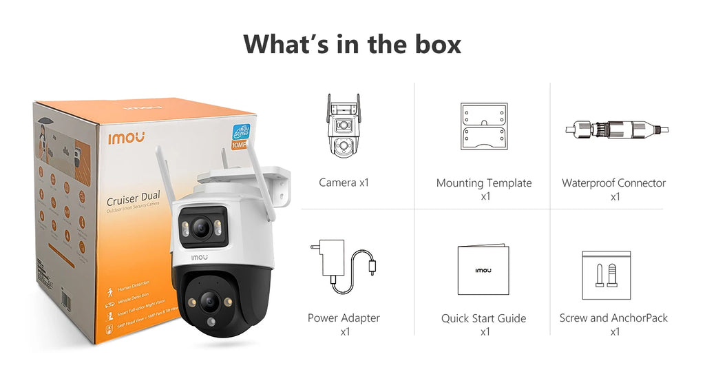 IMOU Cruiser Dual 10MP&8MP Dual Lens Outdoor PTZ WiFi Camera 8x Digital Zoom AI Vehicle Human Detection Full Color Surveillance