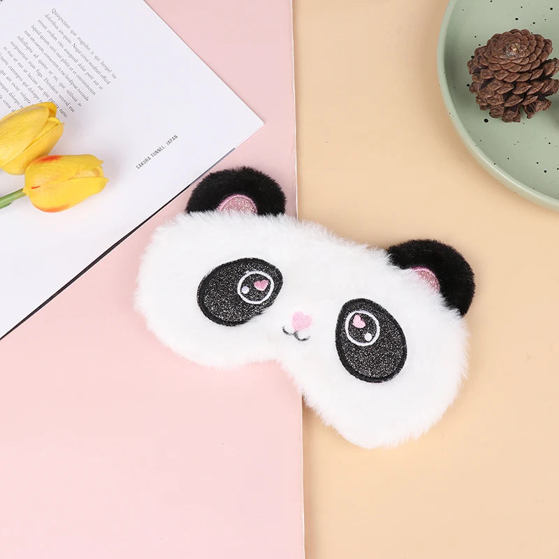 1PCS Plush Cute Grey Cat Eye Mask Sleeping Mask Eye Shade Cover Blindfold Eyeshade Eyepatch Suitable for Travel Home Gift