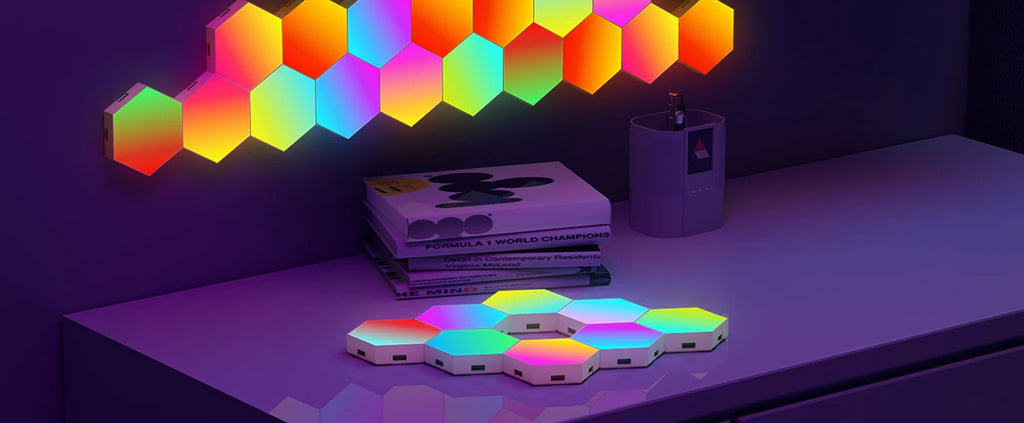 RGB Hexagonal Smart Wall Lamp - Modular Music Sync LED Lighting Kit Tidesmit