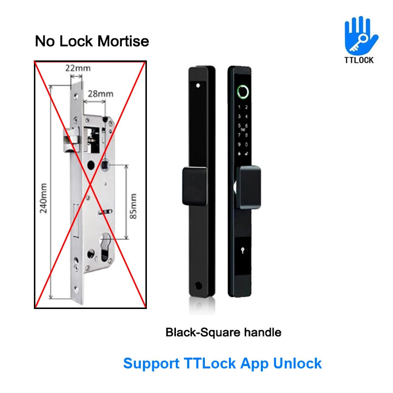 ZHDCOOKEY Biometric Digital Door Lock  Waterproof TTLock APP BLE Fingerprint RFID Card Password Aluminum Sliding Door Smart Lock