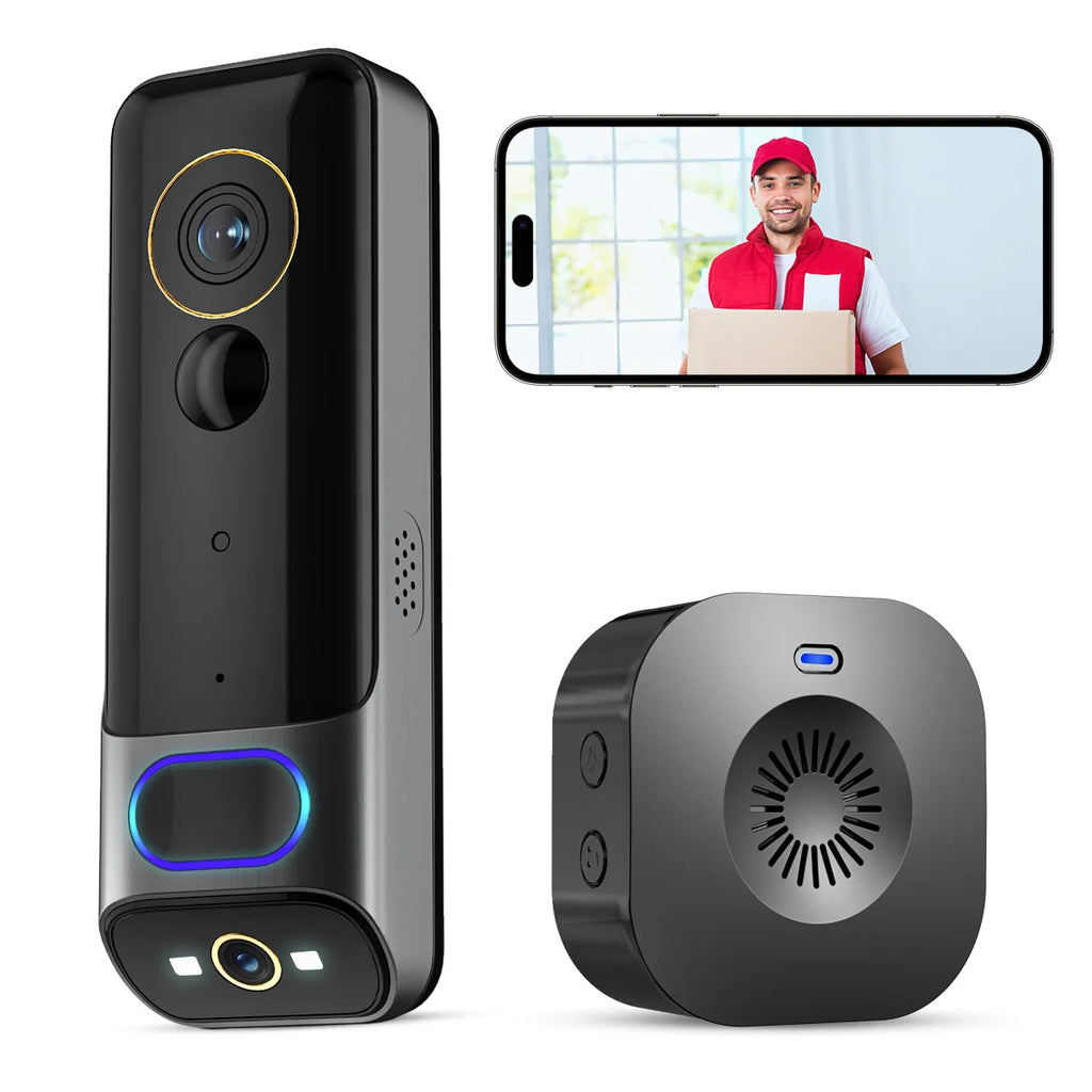 4MP Dual Lens WIFI Doorbell Intercom Video Door Phone Visual Doorbell Peephole Viewer Door Camera With Indoor Chime
