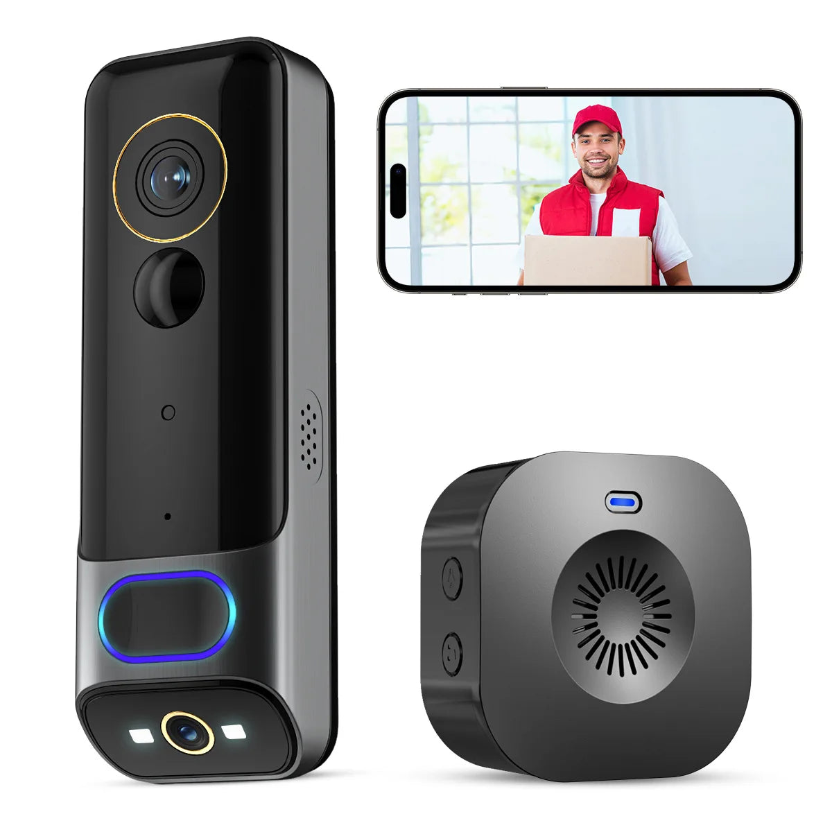 4MP Dual Lens WIFI Doorbell Intercom Video Door Phone Visual Doorbell Peephole Viewer Door Camera With Indoor Chime