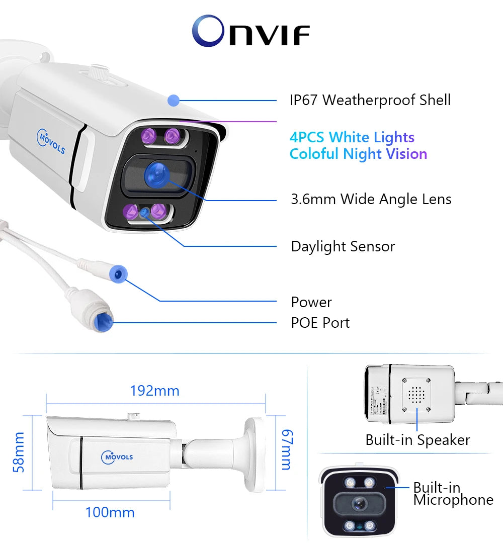 Movols 5MP/4K Video Surveillance Security POE Camera for POE System