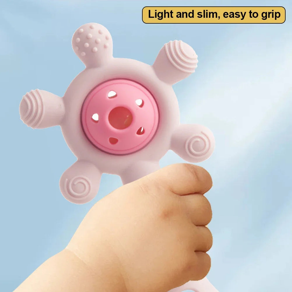Cute Safe Teething Ring Sensory Toys Candy Color Baby Silicone Teether Rattle Toy For Toddlers Chewing Toy Baby Accessories