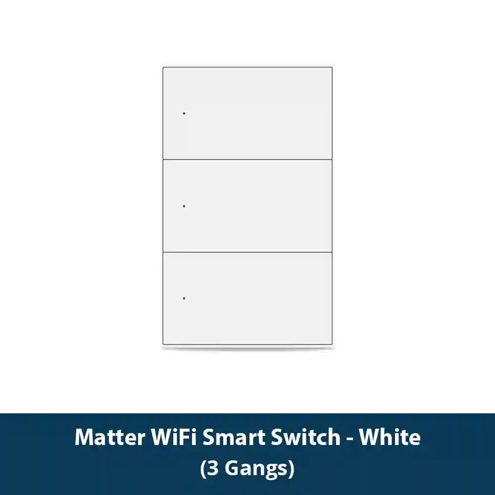 Matter Smart Wall Light Switch WiFi | 1-6 Gang Multi-Room Control White 3-Gang Tidesmit
