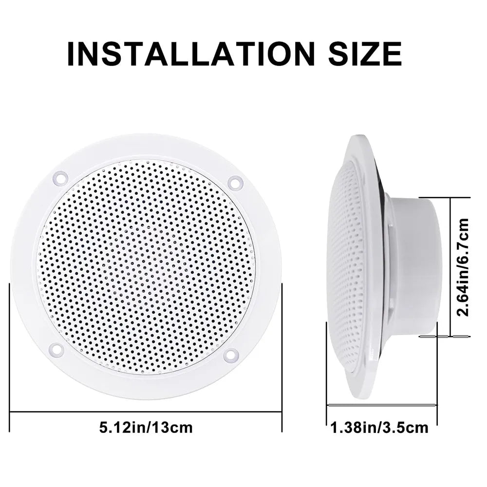 Herdio 4'' 160W 2PCS Waterproof Ceiling Marine Speaker Surround Sound Speaker For Kitchen Bathroom Yacht Outdoor Boat Home