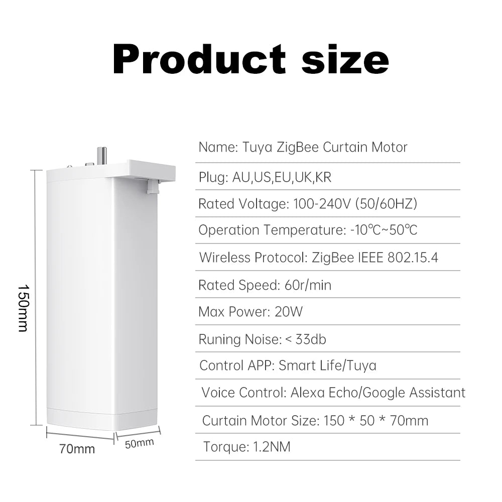 Smart Curtain Motor WiFi Zigbee Silent Electric Track - Tidesmit Tidesmit