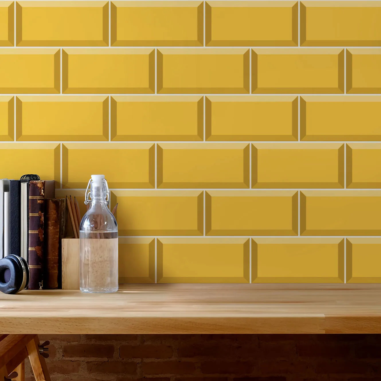 9/27/54PCS Pink Yellow Green Brick Tile Stickers For Kitchen Bathroom Wallpaper Waterproof Peel&Stick DIY Wall Sticker Home Deco