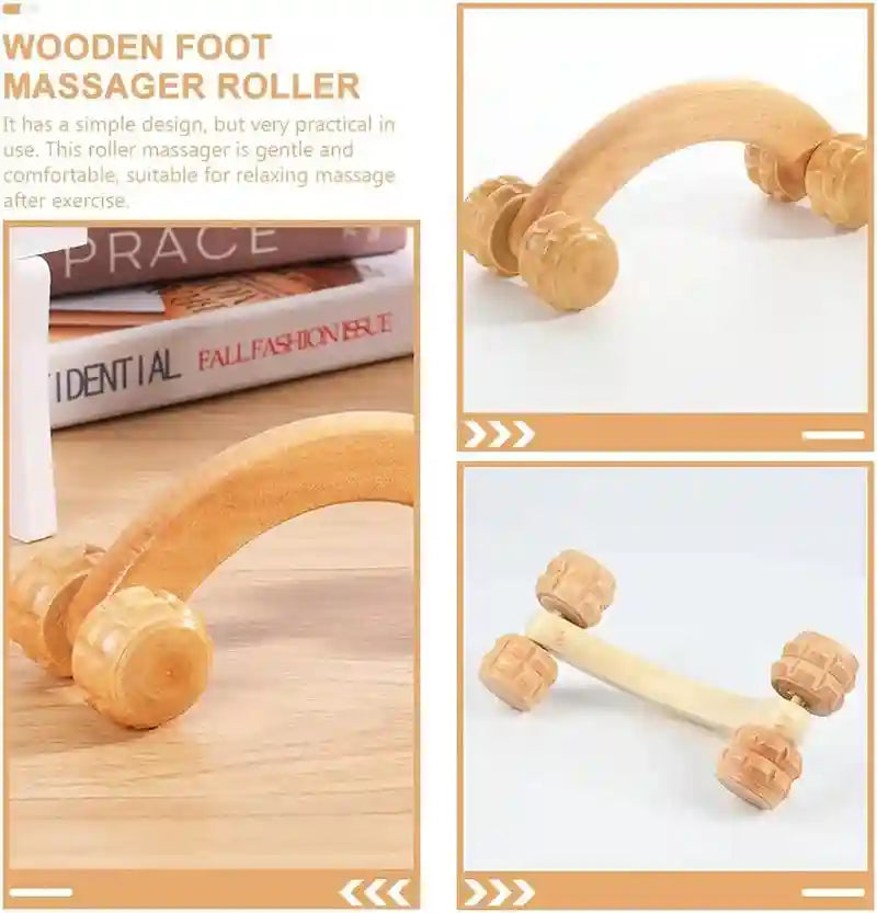 Wooden Massage Roller for Deep Tissue Muscle Relief - Log Color Massage Roller Tidesmit