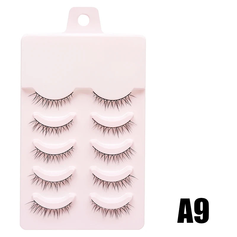 Anime Manga False Eyelashes - Natural Wispy Faux Lashes - 5 Pairs Set False Eyelashes A09 Tidesmit