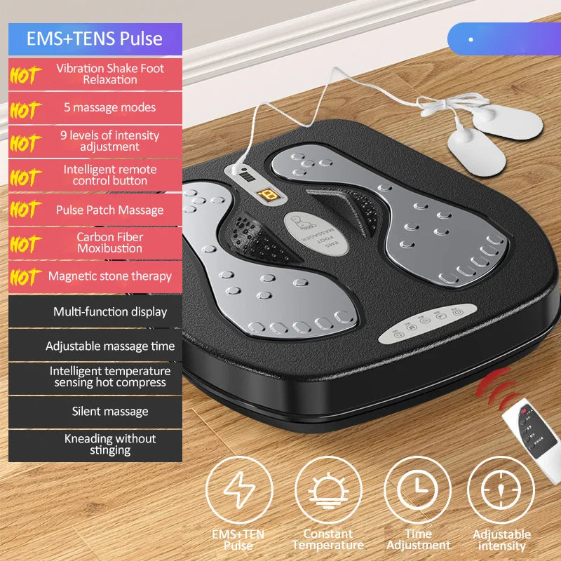 Vibration Foot Massager with Heat and Remote | Tidesmit Wellness Tool Relaxation Treatment Black Tidesmit