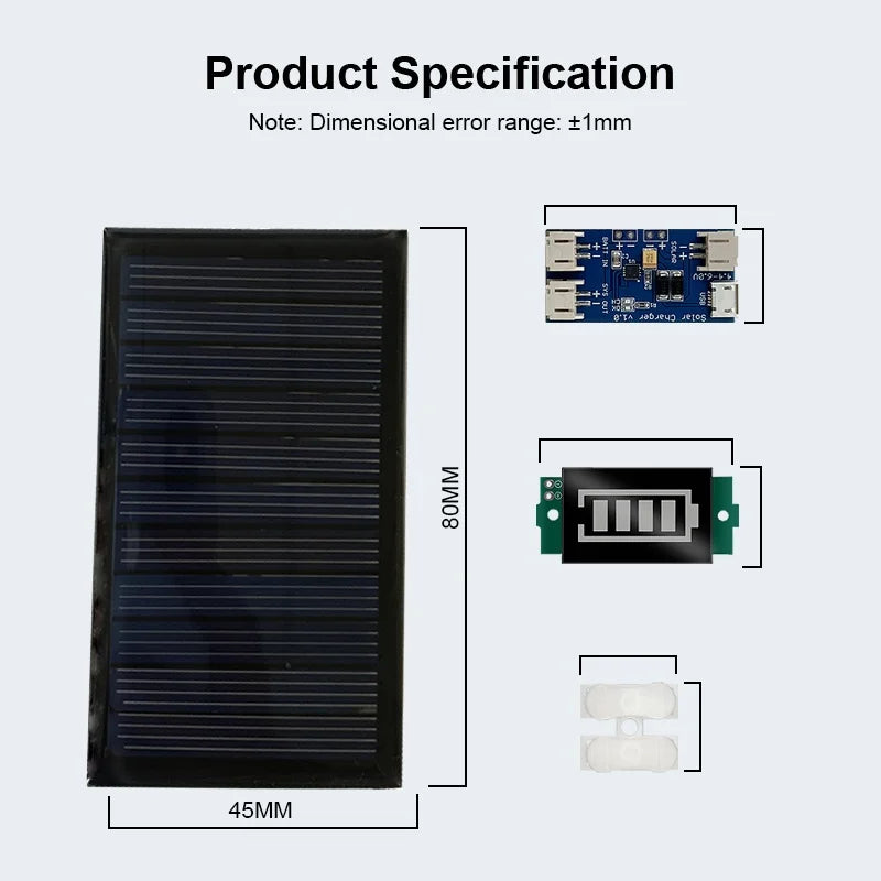 Mini Mono 80*45mm Solar Panel 5V 60MA for Mini Solar Panel Charging and Generating Electricity with Mini Solar Lipo Charger