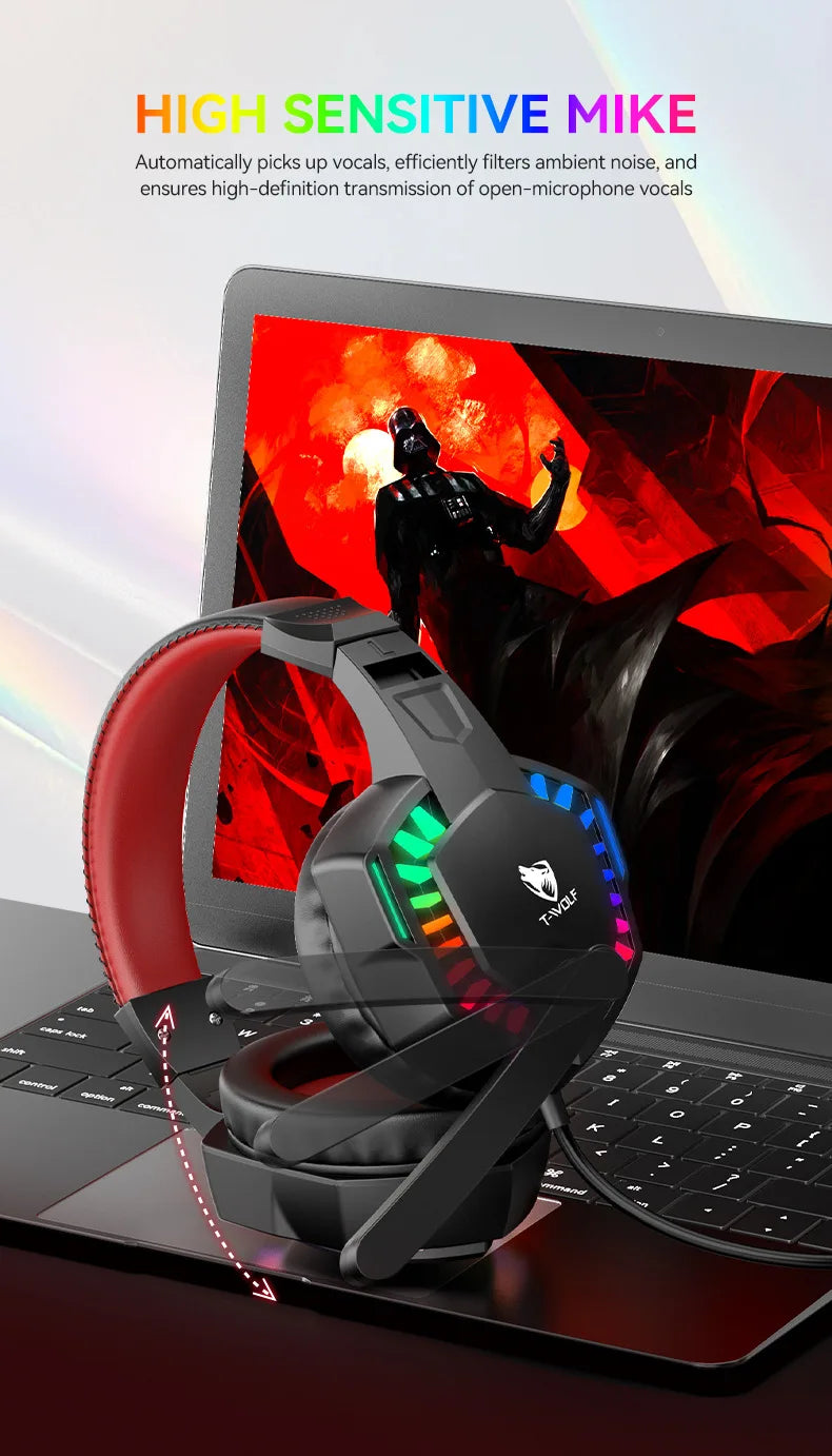 Gaming Headphones with RGB Microphone & Stereo Bass - H120 Tidesmit