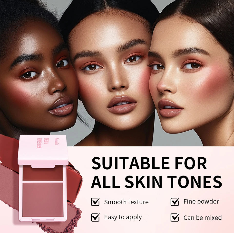 Tidesmit Cream and Powder Blush Palette showing high pigment peach and pink texture close-up for face makeup