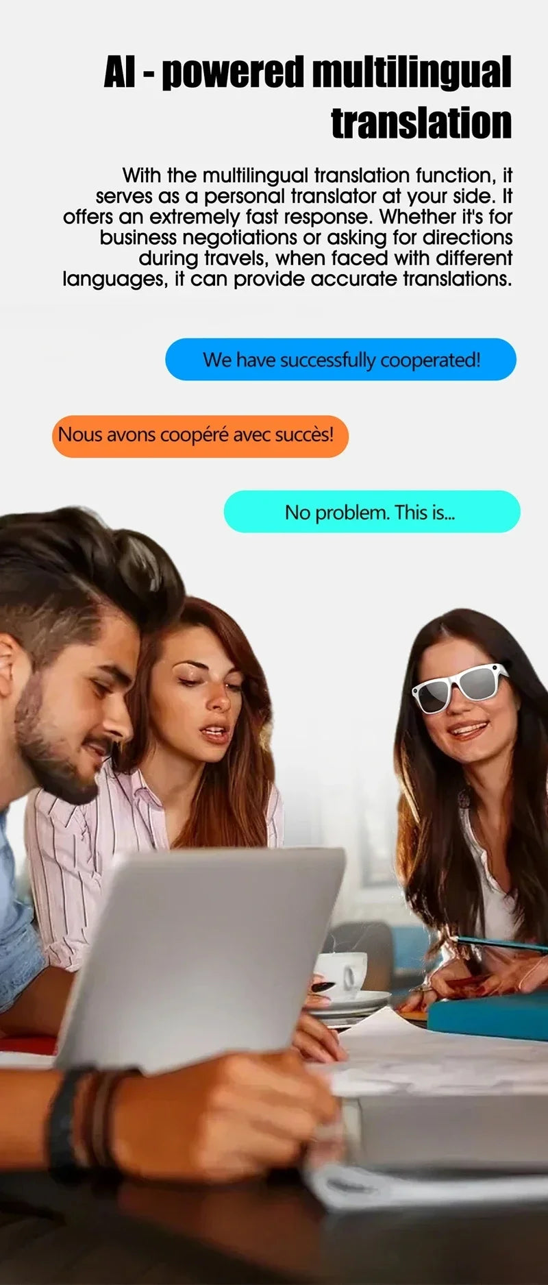 Smart Glasses with AI Camera and Voice Assistant - Black & White Tidesmit