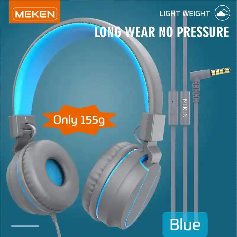 Wired Gaming Headset with Mic - Stereo Bass Over-Ear KN01 Series KN01-Blue Tidesmit