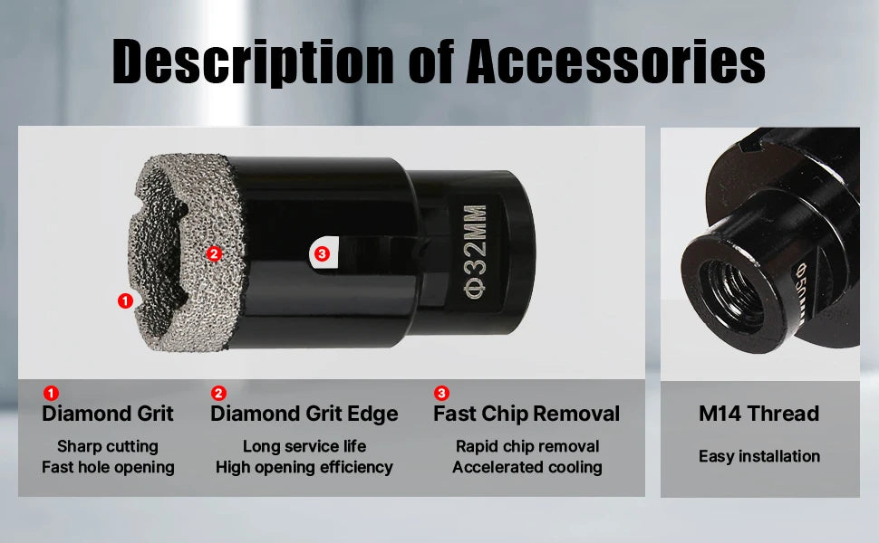 5-130mm M14 Thread Dry Vacuum Brazed Marble Masonry Hole Saw Opener Diamond Drilling Core Bit For Ceramic Tile Granite Marble