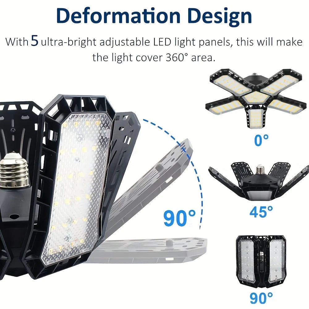 1/2/4PCS LED Garage Lights with 5+1 Adjustable Panels E26/E27 Ceiling Lamp Super Bright LED Shop Light for Industrial Lighting