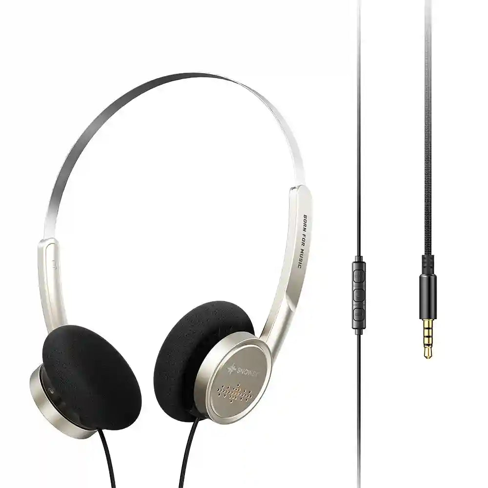 Wired On-Ear Headphones with Mic and 40mm Drivers - Tidesmit Gold Tidesmit