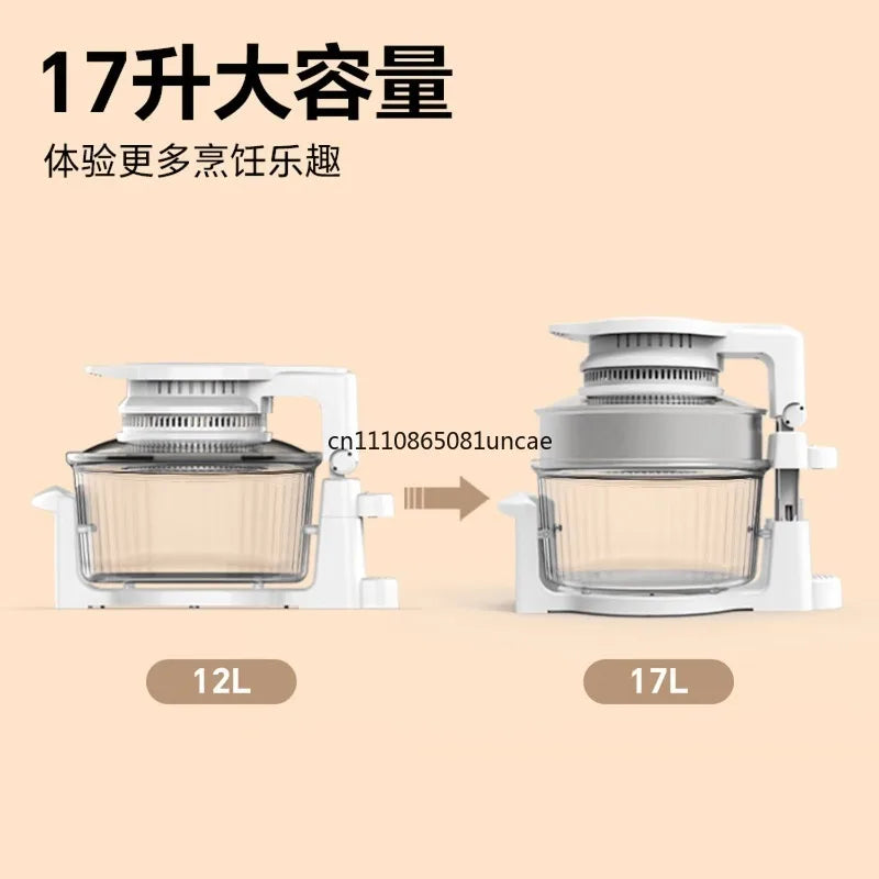 For 17L Visible Glass Air Fryer Large Capacity Multifunctional Household Chips Baking Cooking Machine