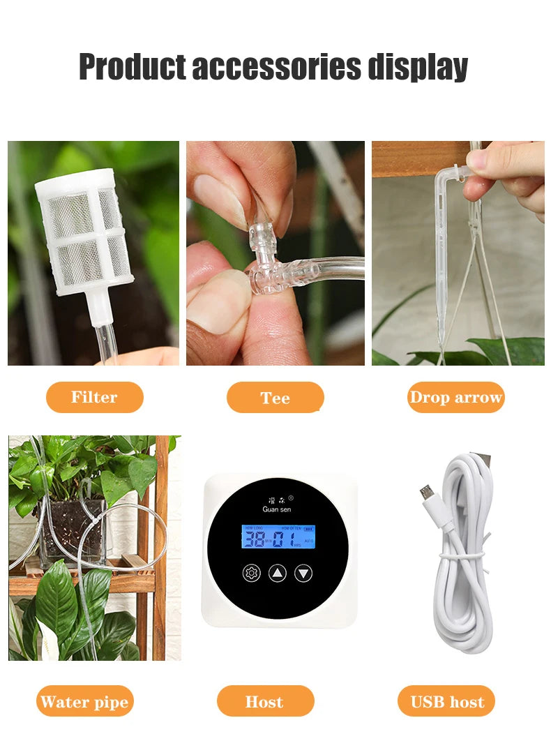 New Automatic Drip Irrigation System Greenhouse Watering Timer Garden Water Pump Controller Potted Plant Watering Device Set