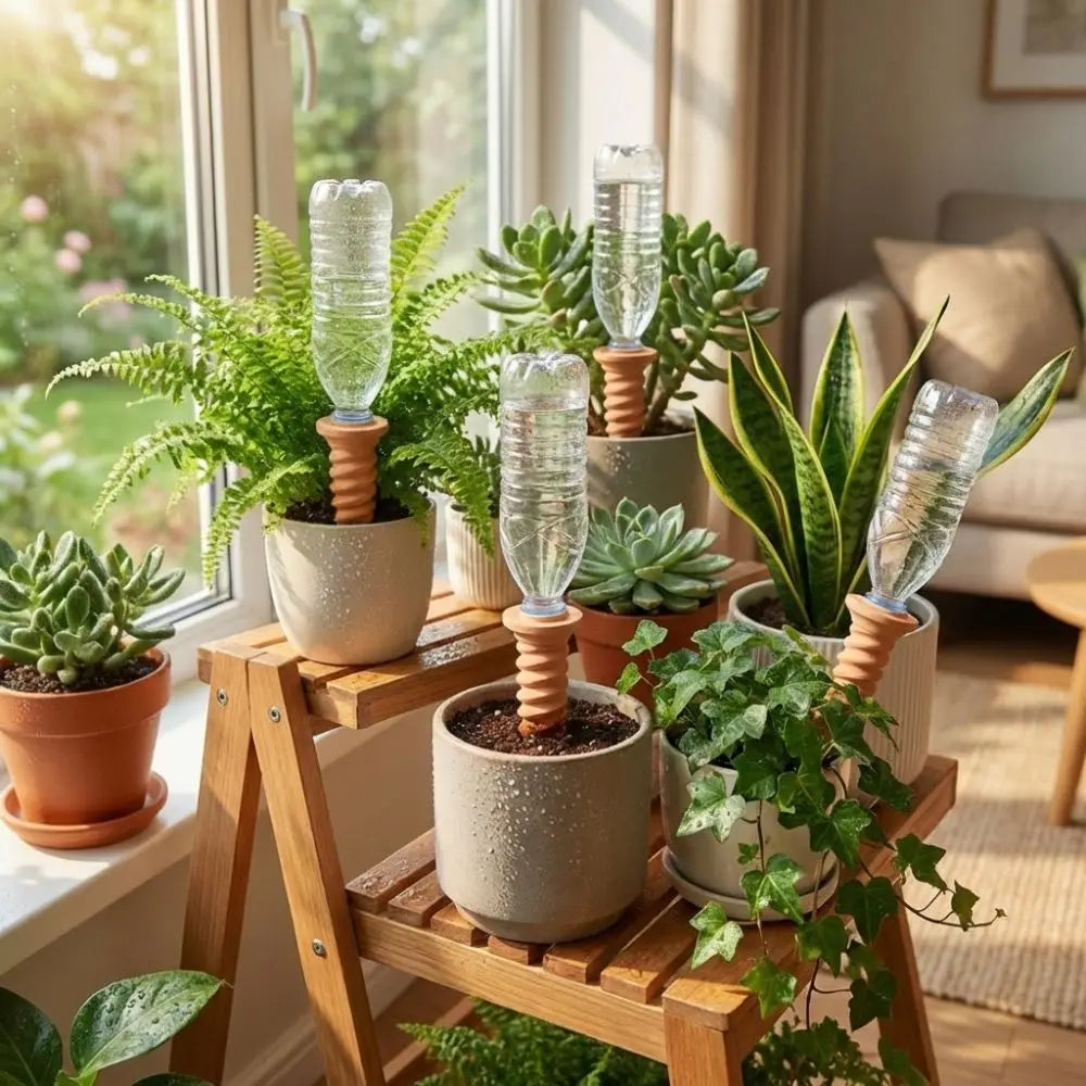 Natural Clay Self-Watering Terracotta Stakes Automatic Irrigation Screws-Shaped Plant Watering Stakes Water Conservation