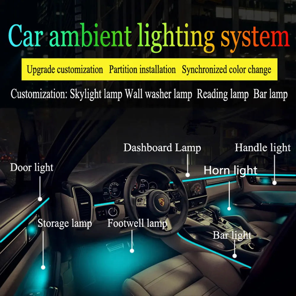 Car Ambient Lighting Kit | 213 Color LED Strip Interior by Tidesmit Tidesmit